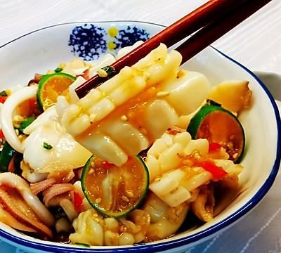酸辣开胃，鲜嫩低脂的捞汁海鲜～乌贼鱼