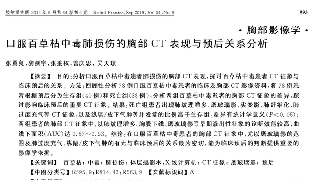 百草枯中毒肺损伤丨CT表现、预后
