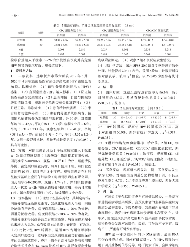 保妇康栓联合重组人干扰素α-2b治疗宫颈炎的疗效