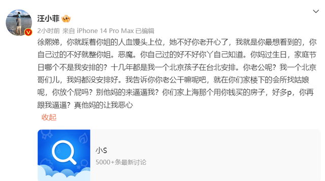 大S终于表态：请不要封锁我，我绝不会恶语相向，孩子们需要爸爸